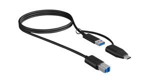 Cable, Wtyk USB C - Wtyk USB A / Wtyk USB C, 350mm, USB 3.1, Czarny