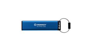 Chiavetta USB, IronKey Keypad 200, 64GB, USB 3.0, Blu