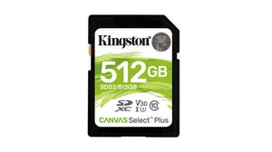 Memory Card, SD, 512GB, 100MB/s, 85MB/s, Black