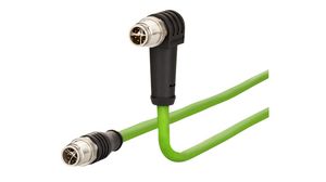 Cordset, M12 Plug - M12 Plug, 8 Conductors, 10m, IP65 / IP67, Green