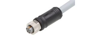 Cordset, Grey, Straight, 12A, 16AWG, 10m, M12 Socket - Pigtail, Conductors - 5
