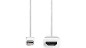 Video Cable, Mini DisplayPort Plug - HDMI Plug, 1920 x 1080, 2m