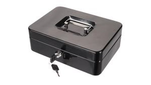 Cash Box with Euro Coin Tray, 180x250x90mm, Black / White