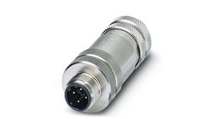 Circular Connector, 4 Contacts, Cable Mount, M12 Connector, Plug, Male, IP67, SACC Series
