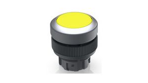 Pushbutton Actuator with Metallic Silver Frontring Momentary Function Round Button Yellow IP65 RAFIX 22 QR
