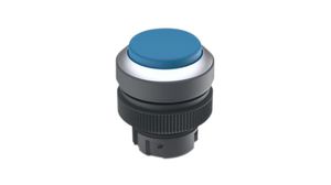 Illuminated Pushbutton Actuator with Metallic Silver Frontring Momentary Function Raised Button Blue IP65 RAFIX 22 QR