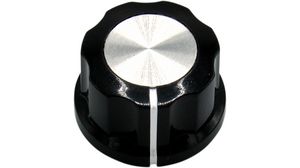 Bouton rond en plastique avec capuchon aluminium 27mm Noir / aluminium Aluminium / plastique Ligne aluminium