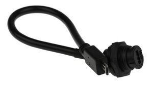 Cable, USB Micro-B Plug - USB Micro-AB Socket, 200mm, USB 2.0, Black