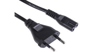 IEC Device Cable IEC 60320 C7 - Euro Type C (CEE 7/16) Plug 1.5m Black