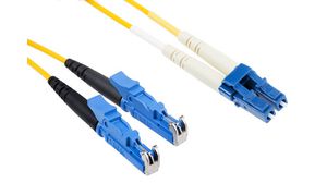 Câble confectionné en fibre optique 9/125 um OS1 Simplex E2000 - LC 10m