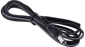 DC Power Cable Assembly, 2.1x5.5x10.9mm Plug - Bare End, Straight, 1.8m, Black