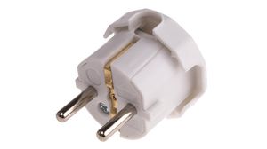Mains Plug, DE/FR Type F/E (CEE 7/7) Plug, White, 250V