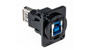 Adapter, Rett, Stål, USB-B 3.0 kontakt - USB-A 3.0 plugg