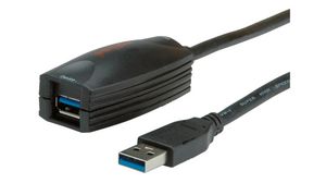 USB 3.0 Active Repeater Cable, USB-A Plug - USB-A Socket, 5m, USB 3.0, Black