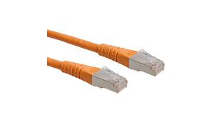 Propojovací kabel, Zástrčka RJ45 - Zástrčka RJ45, Cat 6, S/FTP, 300mm, Oranžová