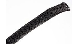 Expandable Braided PET Black Cable Sleeve, 8mm Diameter, 100m Length