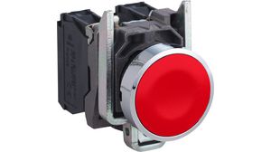 Push-Button, Complete Momentary Function 1NC Flush Mount Metallic / Red