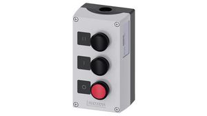 Control Station with 3 Pushbutton Switches, Black, White, 2NO + 1NC, Screw Terminal