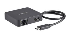Multi-Port Adapter, USB-C Plug - HDMI Socket / RJ45 Socket / USB-A Socket / USB-C Socket, Black