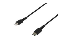 Câble, Fiche USB C - Apple Lightning, 2m, USB 2.0, Noir
