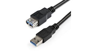 Hochgeschwindigkeits-Verlängerungskabel, USB A-Stecker - USB A-Buchse, 2m, USB 3.0, Schwarz