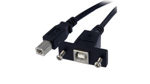 Kabel, USB B-Stecker - USB B-Buchse, 305mm, USB 2.0, Schwarz