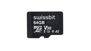 Industrial Memory Card, microSD, 64GB, 95MB/s, 81MB/s, Black