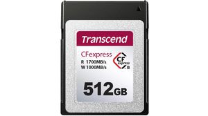 Memory Card, CFexpress (CFX), 512GB, 1.7GB/s, 1.3GB/s, Black / Silver
