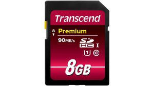Memory Card, SD, 8GB, 90MB/s, 25MB/s, Black