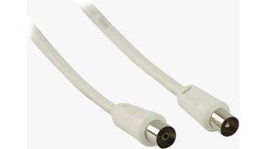 Konfekcionált RF-kábel, IEC (Coax) Tüske Egyenes - IEC (Coax) Hüvely Egyenes, 10m, Fehér