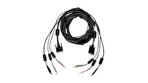 KVM-kabel, USB / DVI / Lyd, 3m