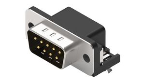 D-Sub Connector, 8mm, Angled, Plug, DE-9, PCB Pins, Black