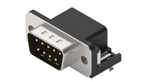 D-Sub Connector, 10.3mm, Angled, Plug, DE-9, PCB Pins, Black