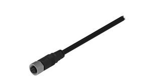 Cable Assembly, Zinc Alloy, M12 Socket - Bare End, 5 Conductors, 2m, IP67, Straight, Black