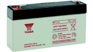 Laddningsbart batteri, Blysyra, 6V, 1.2Ah, Flatstift, 4.8 mm