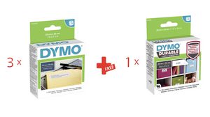 3x étiquettes d'adresse Dymo LW + 1x étiquettes durables Dymo LW, Papier, 25 x 54mm, 500pièces, Blanc