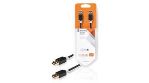 Cable, USB-A Plug - USB-A Plug, 3m, USB 2.0, Black