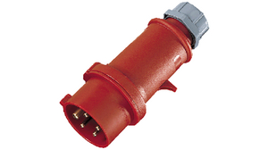 CEE-Phasenwenderstecker, Rot, 5P, Kabelhalterung, 2.5mm², 16A, IP44, 400V