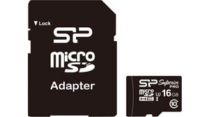 Carte mémoire, microSD, 16GB, 90MB/s, 80MB/s, Noir