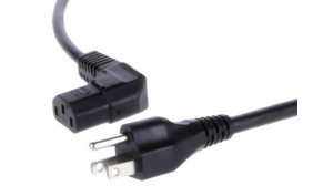 AC-Netzkabel, US-Stecker, Typ B - IEC 60320 C13, 2m, Schwarz