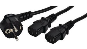 Câble d'alimentation AC, Fiche DE Type F (CEE 7/4) - 2x IEC-320-C13, 1.8m, Noir