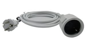 AC Power Cable, DE Type F (CEE 7/4) Plug - DE Type F (CEE 7/4) Plug, 5m, White