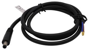 DC Connection Cable, 2.5x5.5x9.5mm Plug - Bare End, Straight, 300mm, Black