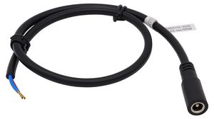 Kabel przyłączeniowy prądu stałego, 2.5x5.5x9.5mm Gniazdo - Nieosłonięte końcówki, Prosty, 300mm, Czarny