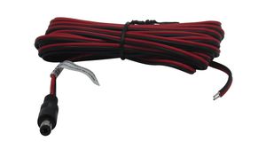 DC Connection Cable, 2.1x5.5x9.5mm Plug - Bare End, Straight, 5m, Black / Red