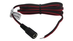 Stejnosměrný propojovací kabel, 2.5x5.5x9.5mm Zásuvka - Neizolované konce, Rovný, 2m, Černá/červená