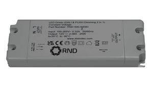 LED Driver, DALI Dimmable CV, 25W 1.04A 24V IP20