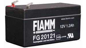 Genopladeligt batteri, Blysyre, 12V, 1.2Ah, Fladstik, 4,8 mm