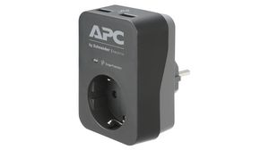 Adapter for overspenningsvern 1x DE type C- kontakt (CEE 7/3) - CEE 7/7- kontakt 230V Svart