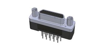 Micro-D Connector, Shell Plating - Electroless Nickel, Threaded Insert, Plug, DA-15, PCB Pins